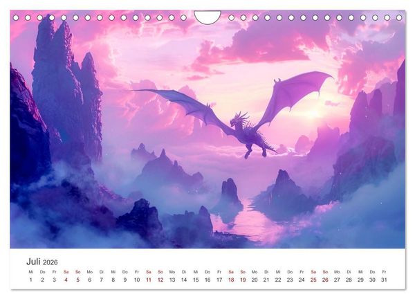 Produktbild: Das Jahr der Drachen (Wandkalender 2026 DIN A4 quer), CALVENDO Monatskalender