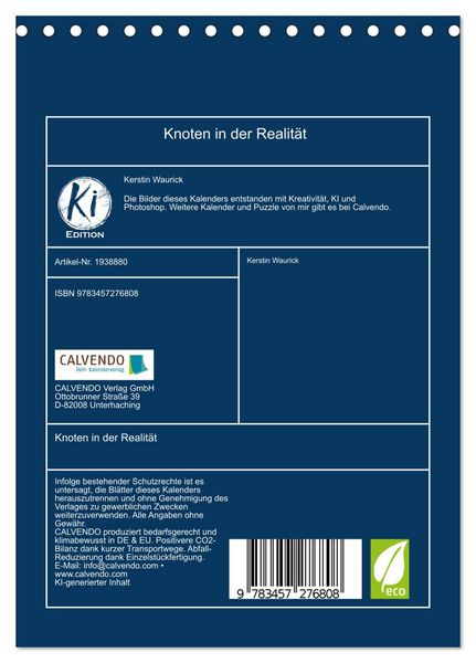 Produktbild: Knoten in der Realit&auml;t (Tischkalender 2026 DIN A5 hoch), CALVENDO Monatskalender