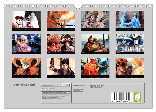 Produktbild: Venedig Maskenball (Wandkalender 2026 DIN A4 quer), CALVENDO Monatskalender