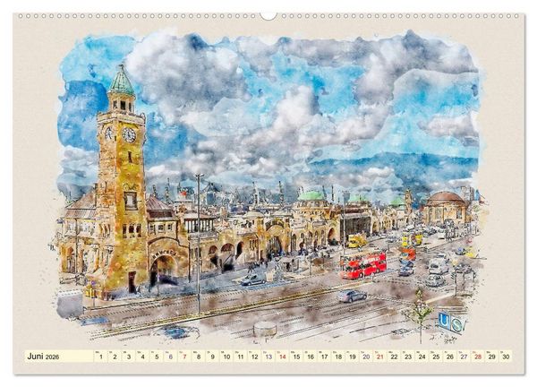 Produktbild: Hamburg - malerische Metropole (hochwertiger Premium Wandkalender 2026 DIN A2 quer), Kunstdruck in Hochglanz