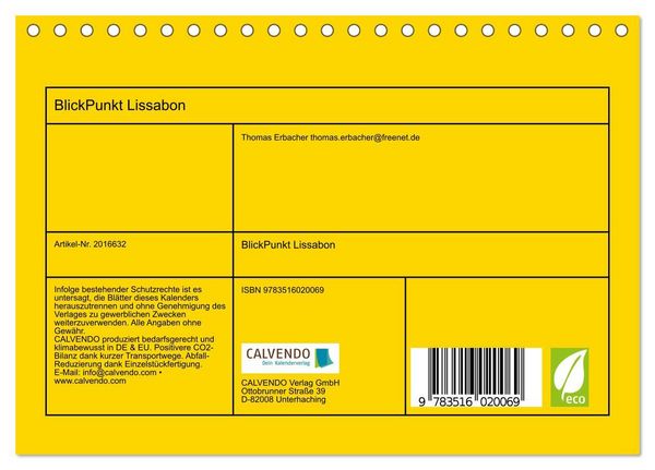 Produktbild: BlickPunkt Lissabon (Tischkalender 2026 DIN A5 quer), CALVENDO Monatskalender