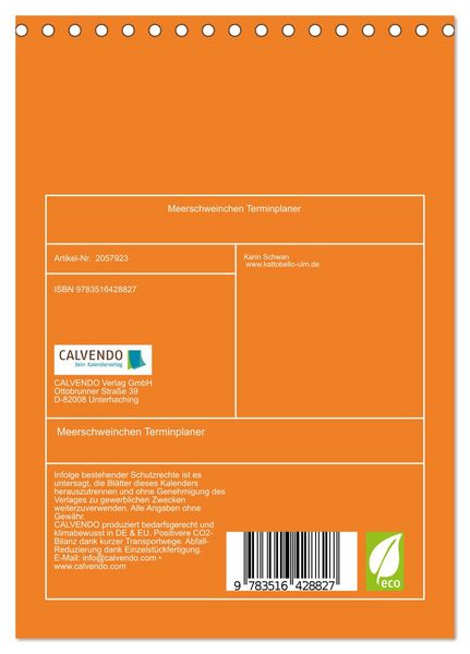 Produktbild: Meerschweinchen Terminplaner (Tischkalender 2026 DIN A5 hoch), CALVENDO Monatskalender