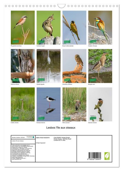 Produktbild: Lesbos l'&icirc;le aux oiseaux (Calendrier mural 2026 DIN A3 horizontal), CALVENDO calendrier mensuel