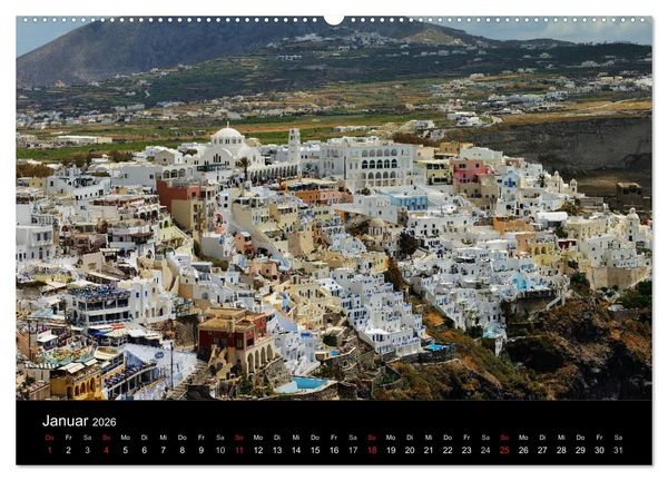 Produktbild: Santorini &ndash; Leben auf dem Vulkan (hochwertiger Premium Wandkalender 2026 DIN A2 quer), Kunstdruck in Hochglanz