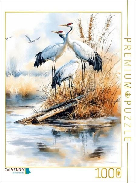 CALVENDO Puzzle Kraniche | 1000 Teile Lege-Größe 64x48cm Foto-Puzzle für glückliche Stunden
