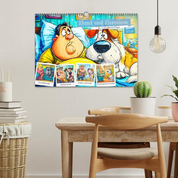 Produktbild: Hund und Herrchen. Zu zweit allein im Chaos (Wandkalender 2026 DIN A3 quer), CALVENDO Monatskalender