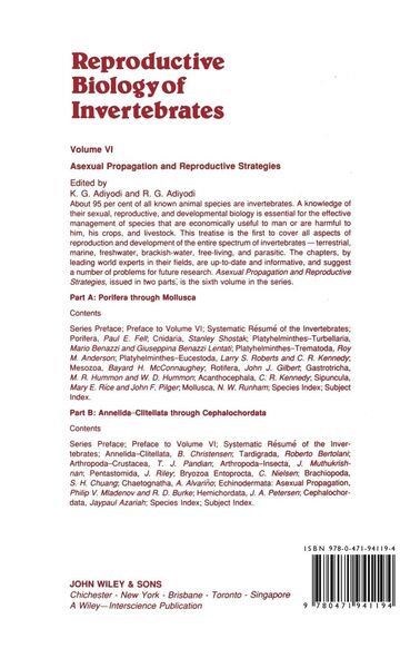 Produktbild: Reproductive Biology of Invertebrates, Asexual Propagation and Reproductive Strategies