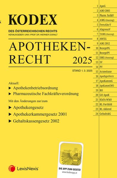 Produktbild: KODEX Apothekenrecht 2025 - inkl. App