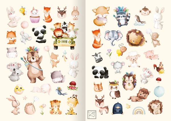 Produktbild: Meine Aquarell-Sticker &ndash; Tierkinder