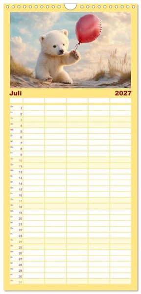 Produktbild: Familienplaner 2027 - Kleiner Eisb&auml;r und die gro&szlig;e Welt mit 5 Spalten (Wandkalender, 21 x 45 cm) CALVENDO