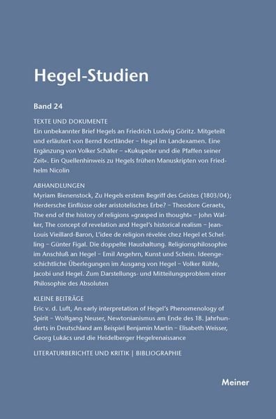 Produktbild: Hegel-Studien Band 24