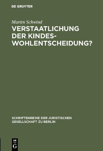 Produktbild: Verstaatlichung der Kindeswohlentscheidung?