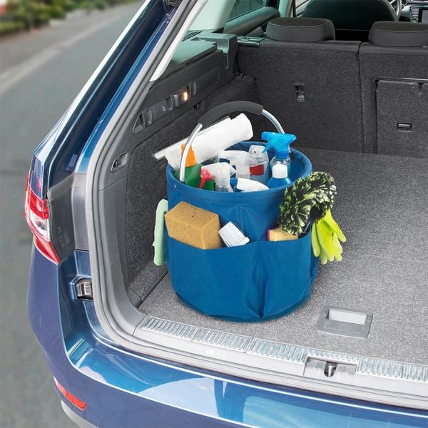 Produktbild: Universal Reinigungs Caddy Mod. Herkules 34 l, Blau, mit 5 Au&szlig;entaschen f&uuml;r Schw&auml;mme und T&uuml;cher