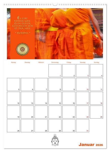 Produktbild: Buddhas Zitate und Weisheiten (Wandkalender 2026 DIN A2 hoch), CALVENDO Monatskalender