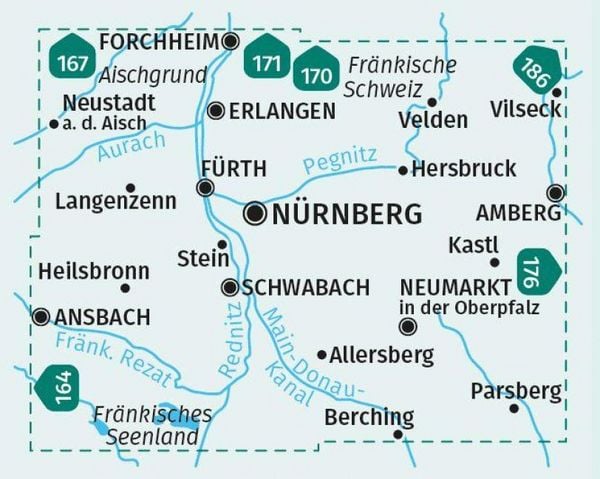 Produktbild: KOMPASS Wanderkarten-Set 163 N&uuml;rnberg und Umgebung (2 Karten) 1:50.000
