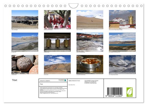 Produktbild: Tibet (Wandkalender 2026 DIN A4 quer), CALVENDO Monatskalender