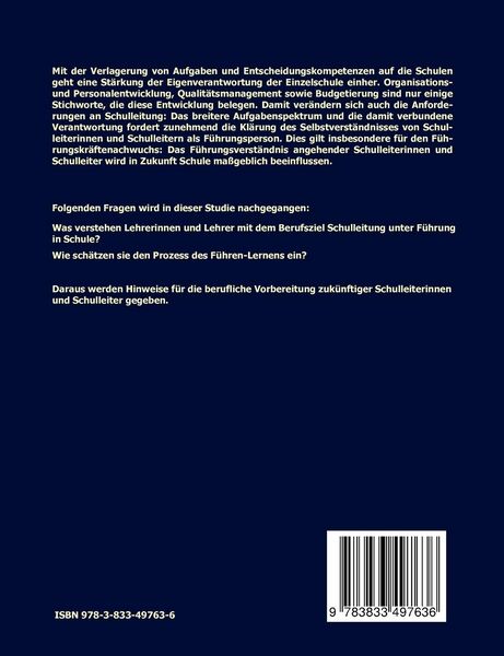 Produktbild: Das F&uuml;hrungsverst&auml;ndnis angehender Schulleiterinnen und Schulleiter