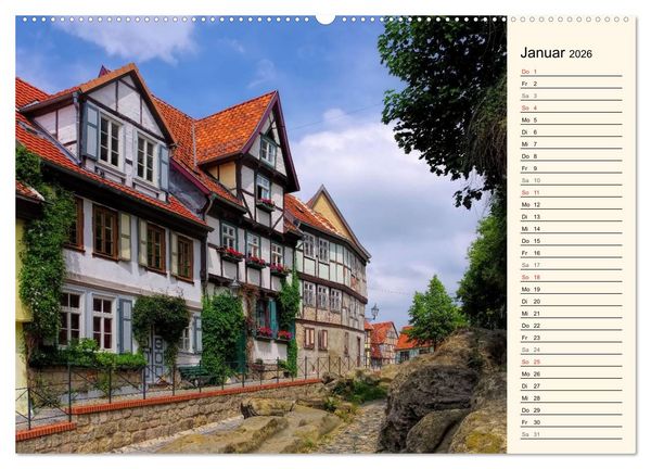 Produktbild: Quedlinburg - Welterbestadt im Harz (hochwertiger Premium Wandkalender 2026 DIN A2 quer), Kunstdruck in Hochglanz