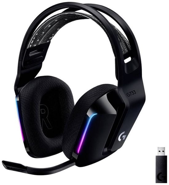 Logitech Gaming G733 LIGHTSPEED On Ear Headset Funk 7.1 Surround Schwarz Lautstärkeregelung Gaming -