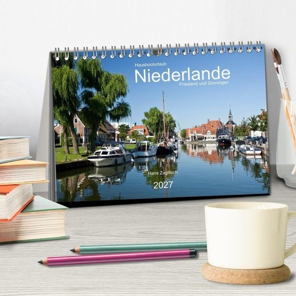 Produktbild: Hausbooturlaub Niederlande - Friesland und Groningen (Tischkalender 2027 DIN A5 quer), CALVENDO Monatskalender