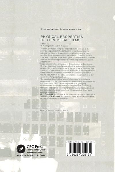 Produktbild: The Physical Properties of Thin Metal Films