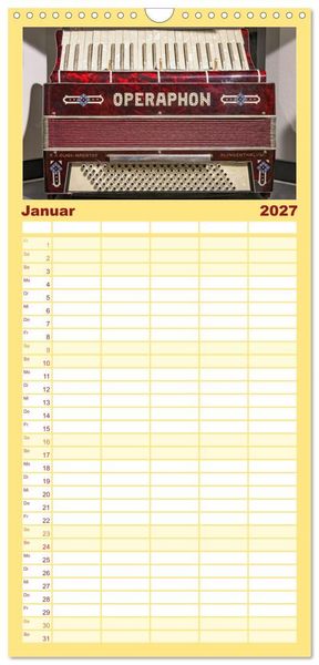 Produktbild: Familienplaner 2027 - Akkordeon, Hast Du da noch T&ouml;ne? mit 5 Spalten (Wandkalender, 21 x 45 cm) CALVENDO