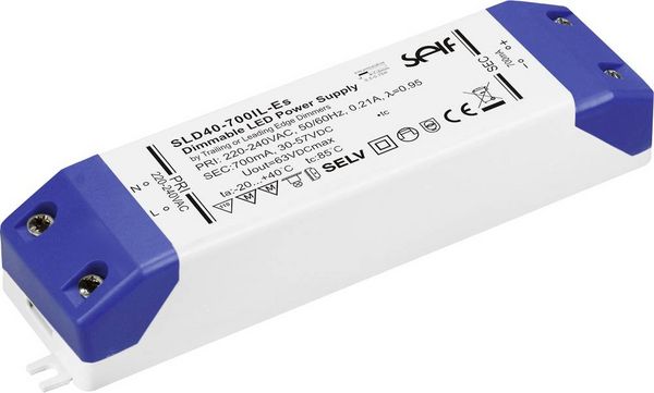 Produktbild: Self Electronics SLD30-600IL-ES LED-Treiber Konstantstrom 30 W 600 mA 25 - 50 V/DC dimmbar, Montage auf entflammbaren Oberfl&auml;chen, &Uuml;berlastschutz,