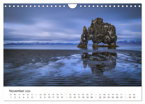 Produktbild: ISLAND 63&deg; - 66&deg; N / 13&deg; - 25&deg; W (Wandkalender 2026 DIN A4 quer), CALVENDO Monatskalender