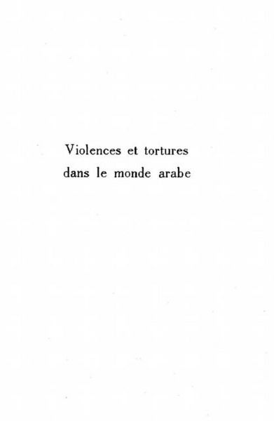 Produktbild: Violences Et Torture Dans Le Monde Arabe
