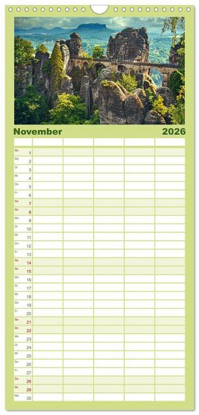 Produktbild: Familienplaner 2026 - Deutsche Br&uuml;cken mit 5 Spalten (Wandkalender, 21 x 45 cm) CALVENDO