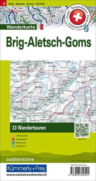 Produktbild: K&uuml;mmerly+Frey Wandertourenkarte 6 Brig, Aletsch, Goms 1:50.000