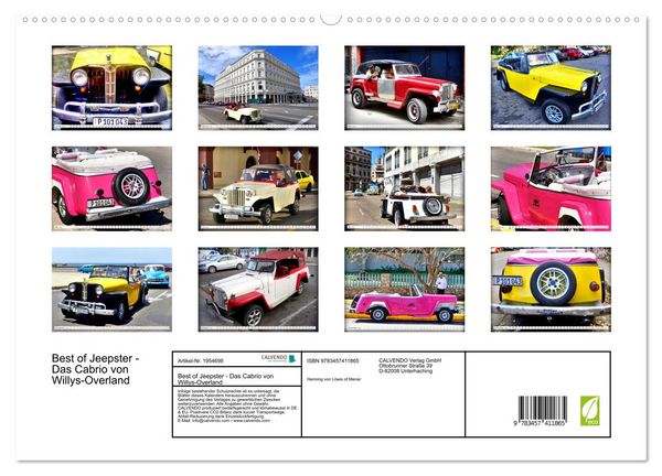 Produktbild: Best of Jeepster - Das Cabrio von Willys-Overland (hochwertiger Premium Wandkalender 2026 DIN A2 quer), Kunstdruck in Hochglanz
