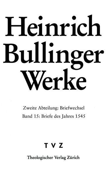 Produktbild: Bullinger, Heinrich: Werke