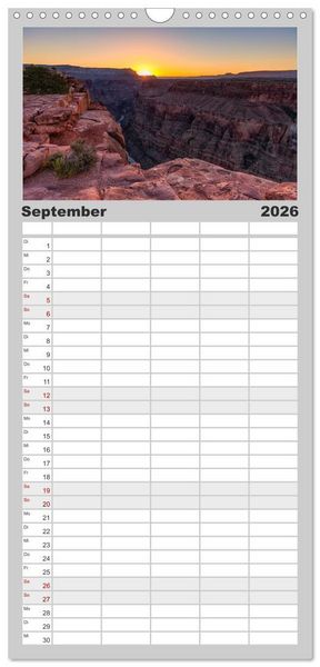 Produktbild: Familienplaner 2026 - USA Deluxe mit 5 Spalten (Wandkalender, 21 x 45 cm) CALVENDO