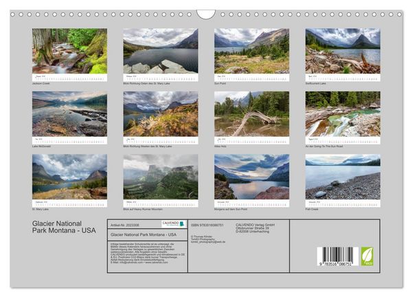 Produktbild: Glacier National Park Montana - USA (Wandkalender 2026 DIN A3 quer), CALVENDO Monatskalender