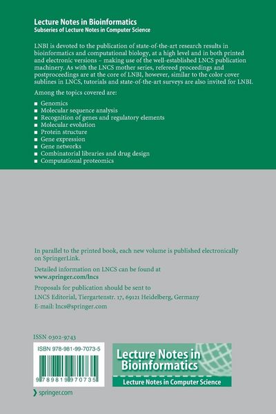 Produktbild: Bioinformatics Research and Applications