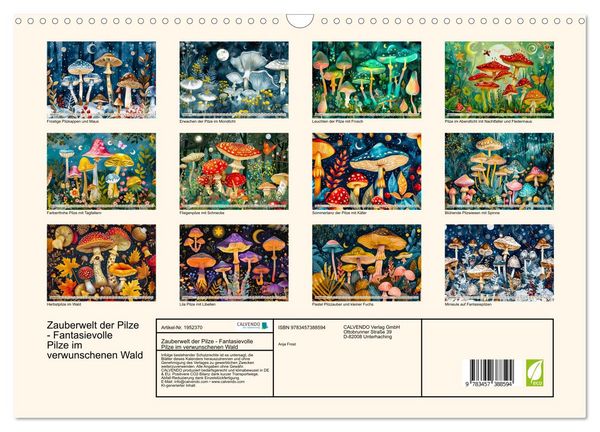 Produktbild: Zauberwelt der Pilze - Fantasievolle Pilze im verwunschenen Wald (Wandkalender 2026 DIN A3 quer), CALVENDO Monatskalender