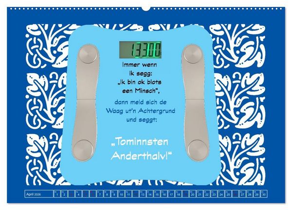 Produktbild: Plattd&uuml;tsche Cartoons (Wandkalender 2026 DIN A2 quer), CALVENDO Monatskalender