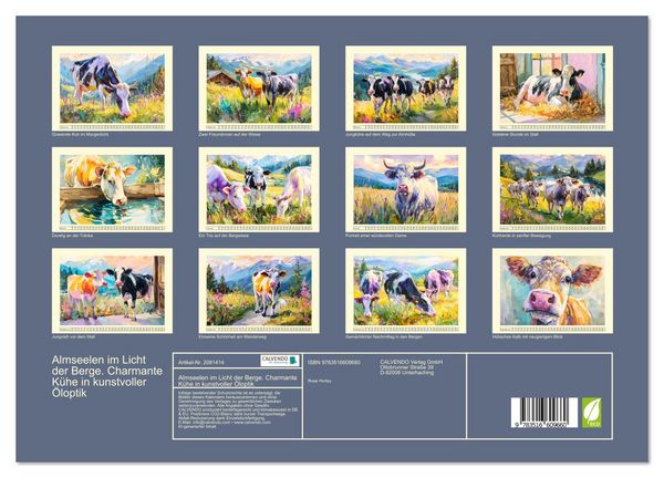 Produktbild: Almseelen im Licht der Berge. Charmante K&uuml;he in kunstvoller &Ouml;loptik (Wandkalender 2026 DIN A3 quer), CALVENDO Monatskalender