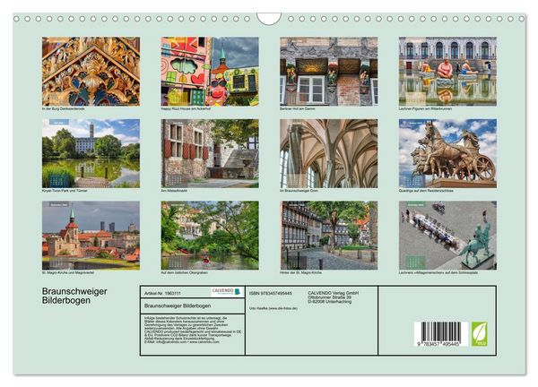 Produktbild: Braunschweiger Bilderbogen (Wandkalender 2026 DIN A3 quer), CALVENDO Monatskalender