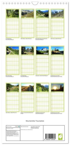 Produktbild: Familienplaner 2026 - Mountainbike Traumpfade mit 5 Spalten (Wandkalender, 21 x 45 cm) CALVENDO