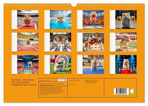 Produktbild: Hamster Olympiade - Der flauschigste Wettkampf des Jahres (Wandkalender 2026 DIN A3 quer), CALVENDO Monatskalender
