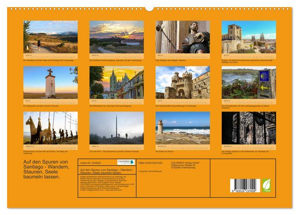 Produktbild: Auf den Spuren von Santiago - Wandern, Staunen, Seele baumeln lassen. (hochwertiger Premium Wandkalender 2026 DIN A2 quer), Kunstdruck in Hochglanz