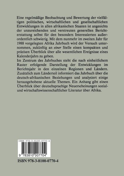 Produktbild: Afrika Jahrbuch 1988