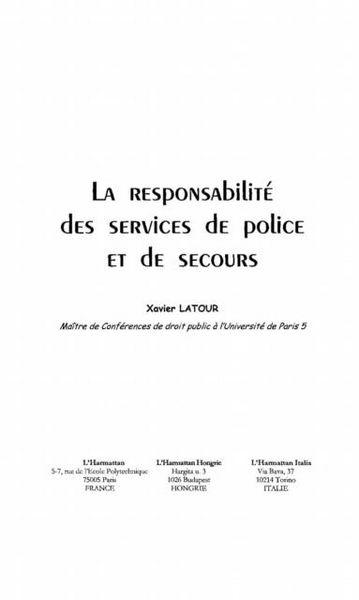 Produktbild: Responsabilite des services depolice et