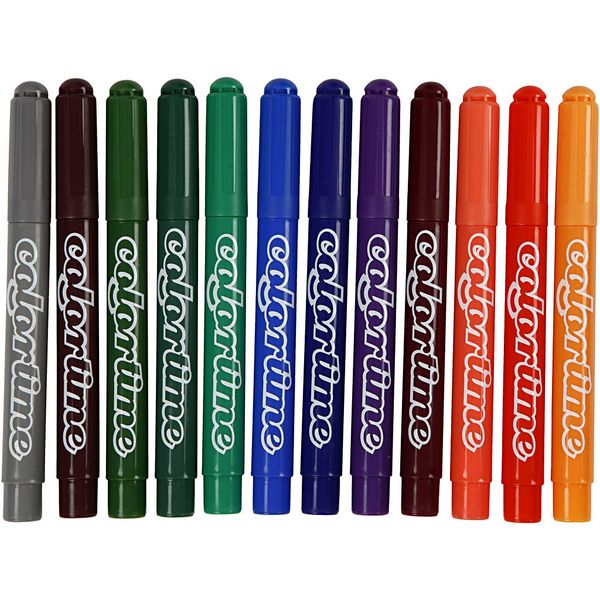 Produktbild: Creativ Company Colortime Marker, Strichst&auml;rke 5 mm, Zus&auml;tzliche Farben, 12 Stk