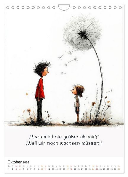 Produktbild: Kindlich. Komisch. Klar. (Wandkalender 2026 DIN A4 hoch), CALVENDO Monatskalender