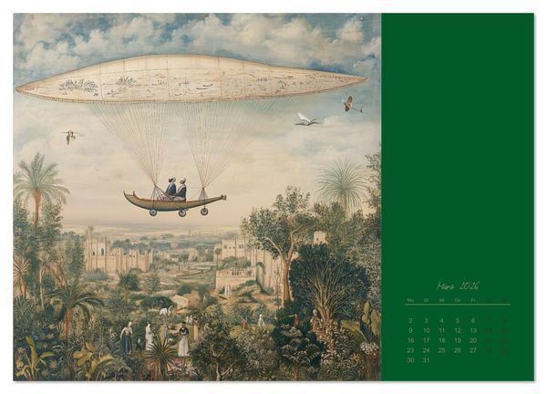 Produktbild: Mit KI durch die Epochen und L&uuml;fte (Wandkalender 2026 DIN A3 quer), CALVENDO Monatskalender