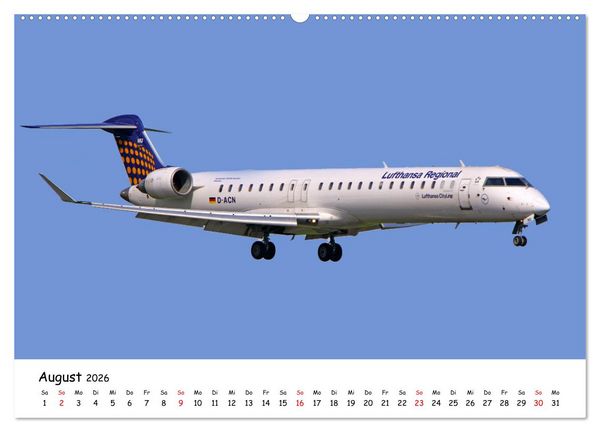 Produktbild: Flugzeuge am blauen Himmel (Wandkalender 2026 DIN A2 quer), CALVENDO Monatskalender