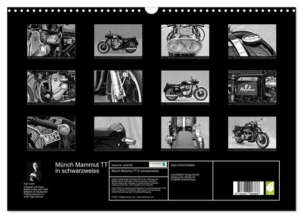 Produktbild: M&uuml;nch Mammut TT in schwarzweiss (Wandkalender 2026 DIN A3 quer), CALVENDO Monatskalender